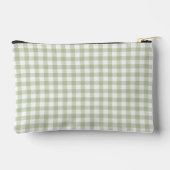 Sagegrüner Gingham-Monogramm-Make-up-Beutel Zubehörtasche (Rückseite)