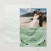 Sagegrüner Marmor & Gold Danke Karte (Vorne/Hinten)