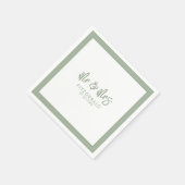 Sagegrüner Mr & Mrs Hochzeitsempfang Cocktail Serviette (Ecke)