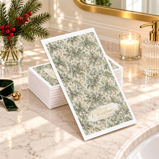 Sagegrüner Perlen-Weihnachten Serviette
