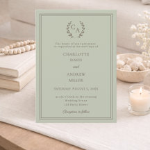 Sagegrüner Taupe-Kranz Monogramm einfache Hochzeit