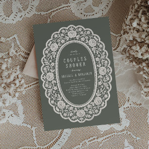 Sagegrünes florales vintage-Spitze-Braut-Shower Einladung