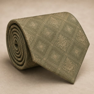 Sagegrünes Gold-Diamant-Damask-Royal Krawatte