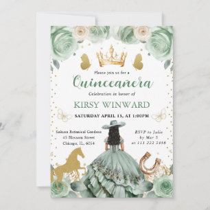 Sagegrünes Kleid Western Prinzessin Quinceanera Einladung