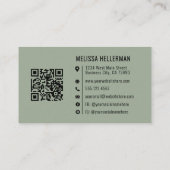 Sagegrünes professionelles Logo QR-Code Visitenkarte (Rückseite)