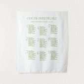 Sagegrünes Stoff Hochzeit Sitzplan Wandteppich (Vorderseite)