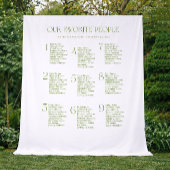 Sagegrünes Stoff Hochzeit Sitzplan Wandteppich