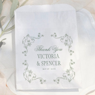Sagegrünes Vintage-Blumen-Hochzeits-Dankeschön Geschenktütchen