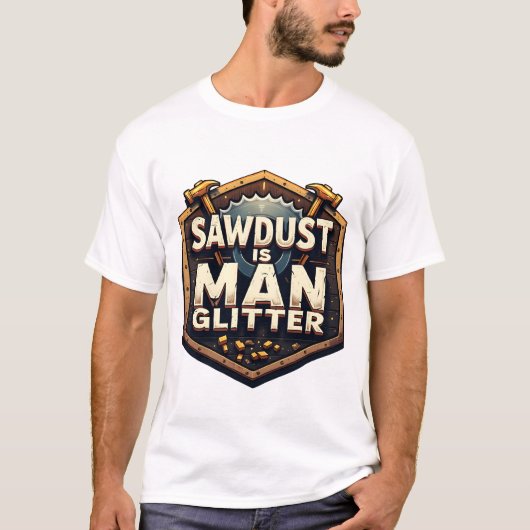 Sägemehl ist ein menschlicher Glitzer Funny Woods  T-Shirt (Vorderseite)