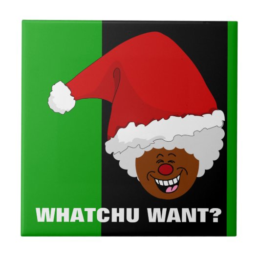 Sagen Sie Black Santa, was Sie zu Weihnachten Gewo Fliese (Vorderseite)
