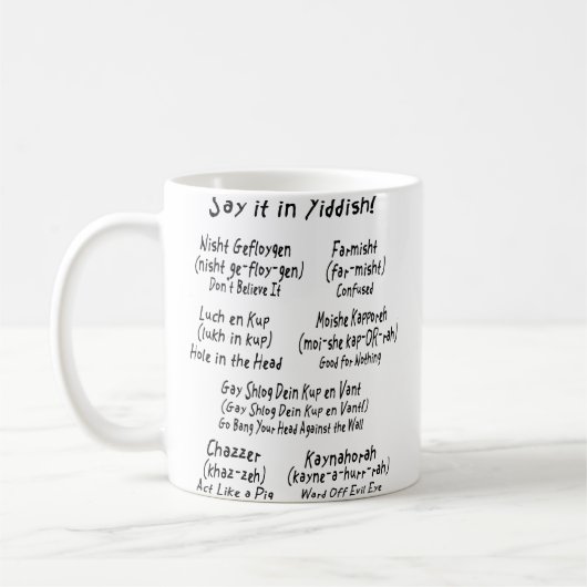 Sagen Sie es auf Yiddish Kaffeetasse (Links)