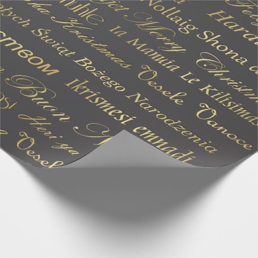 Sagen Sie frohe Weihnachten in den verschiedenen Geschenkpapier (Ecke)