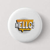 Sagen Sie "HELLO" im Retro-Pop-Stil Button (Vorderseite)
