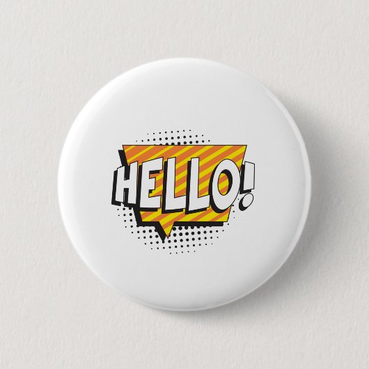 Sagen Sie "HELLO" im Retro-Pop-Stil Button (Vorderseite)