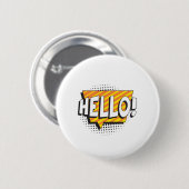 Sagen Sie "HELLO" im Retro-Pop-Stil Button (Vorne & Hinten)
