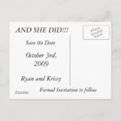 Sagen Sie ja Ankündigungspostkarte (Rückseite)