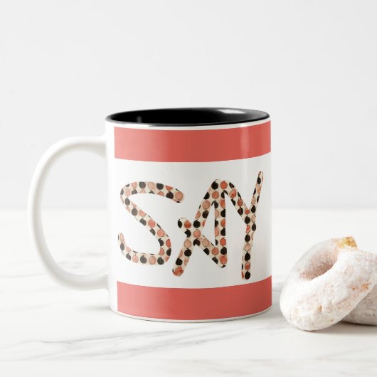 "Sagen Sie Liebe" Zweiton Kaffee-Tasse Zweifarbige Tasse (Mit Donut)