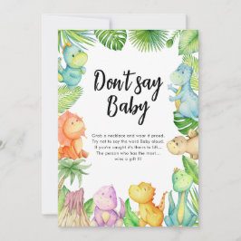 Sagen Sie nicht Baby Dinosaur Baby Shower Game Car Einladung