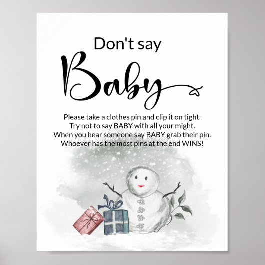 Sagen Sie nicht, Baby Winter Babydusche Poster. Poster (Vorne)