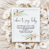 Sagen Sie nicht, Babydusche-Spiel Schild rosa Gold