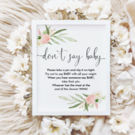 Sagen Sie nicht, Babydusche-Spiel Schild rosa Gold