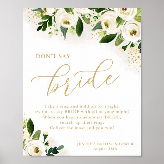 Sagen Sie nicht Bride White Gold Floral Shower Gam Poster (Vorne)