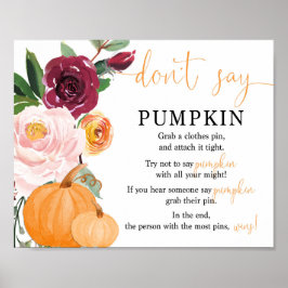 Sagen Sie nicht, dass Kürbisfallen-Baby-Duschspiel Poster