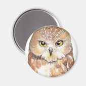Sägen von weißem Owl Magnet (Vorderseite/Rückseite)