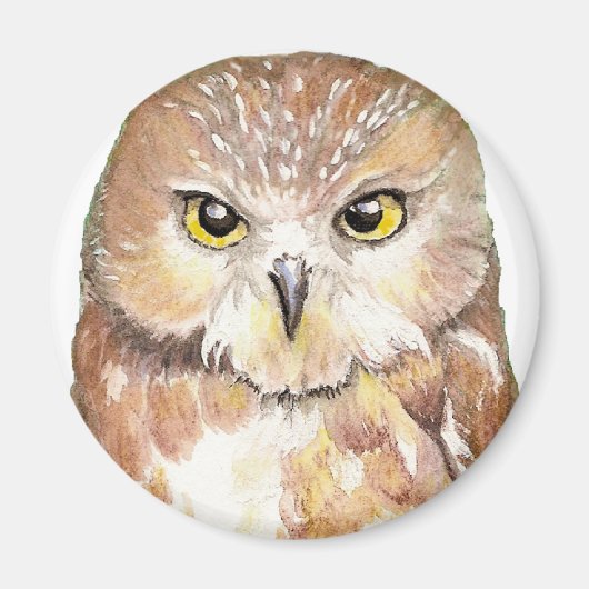 Sägen von weißem Owl Magnet (Vorne)