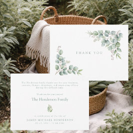 SageSimple Greenery Funeral Personalized Thank You Dankeskarte