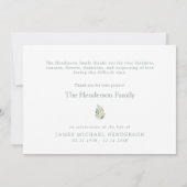 SageSimple Greenery Funeral Personalized Thank You Dankeskarte (Rückseite)