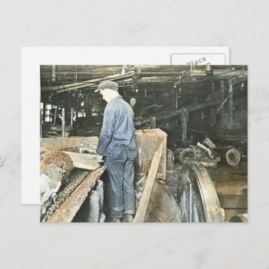 Sägewerk Arbeiter Magic Lantern Slide 5 Postkarte (Vorne/Hinten)