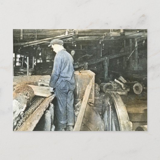 Sägewerk Arbeiter Magic Lantern Slide 5 Postkarte (Vorderseite)