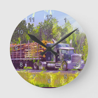 Sägewerk Lumber Logging LKW-Wandsperre Runde Wanduhr