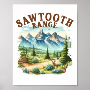 Sägezahn-Gebirge Idaho Reise Natur Berg Erkundung Poster
