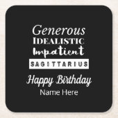 Saggittarius Zodiac Fun Charakteristika Geburtstag Rechteckiger Pappuntersetzer (Vorderseite)