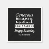Saggittarius Zodiac Fun Charakteristika Geburtstag Serviette (Vorderseite)