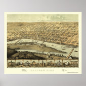 Saginaw, MI Panoramic Map - 1867 Poster (Vorne)