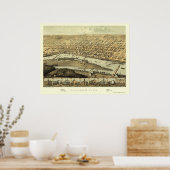 Saginaw, MI Panoramic Map - 1867 Poster (Küche)