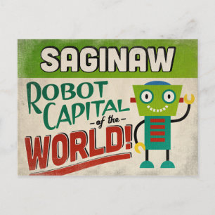 Saginaw Michigan Robot - Funny Vintag Postkarte