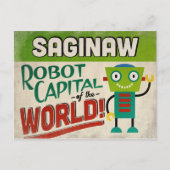 Saginaw Michigan Robot - Funny Vintag Postkarte (Vorderseite)