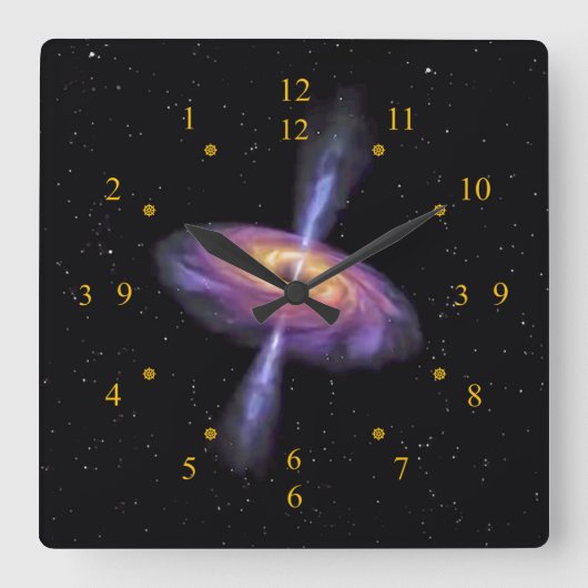  Sagittarier A Quasar V2 ~ Time Machine Clock ~ Quadratische Wanduhr (Vorderseite)