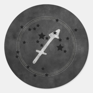 Sagittarier archer schwarz-silberne Sterne zodiac  Runder Aufkleber
