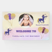 Sagittarius Aquarell 1. Geburtstag | Fotoschild Banner (Horizontal)