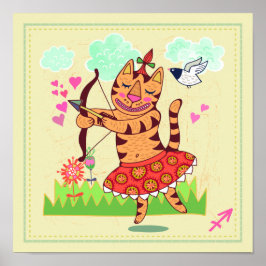 Sagittarius Archer Cat Zodiac Kinderzimmer Print Poster