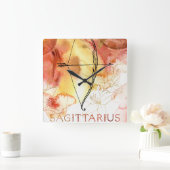 Sagittarius archer orange gold planets zodiac quadratische wanduhr (Zuhause)