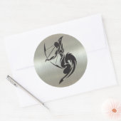 Sagittarius Archer-Silhouette mit Metallic-Effekt Runder Aufkleber (Umschlag)