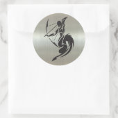 Sagittarius Archer-Silhouette mit Metallic-Effekt Runder Aufkleber (Tasche)