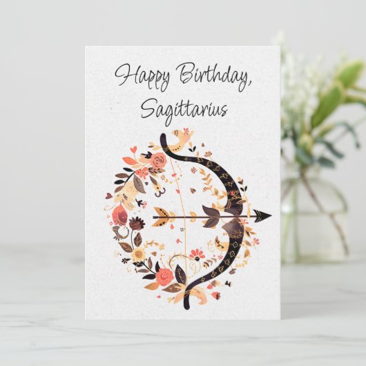 Sagittarius Archer Zodiac Boho Birthday Flat Card (Stehend Vorderseite)