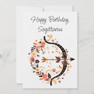 Sagittarius Archer Zodiac Boho Birthday Flat Card